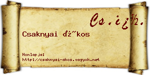 Csaknyai Ákos névjegykártya